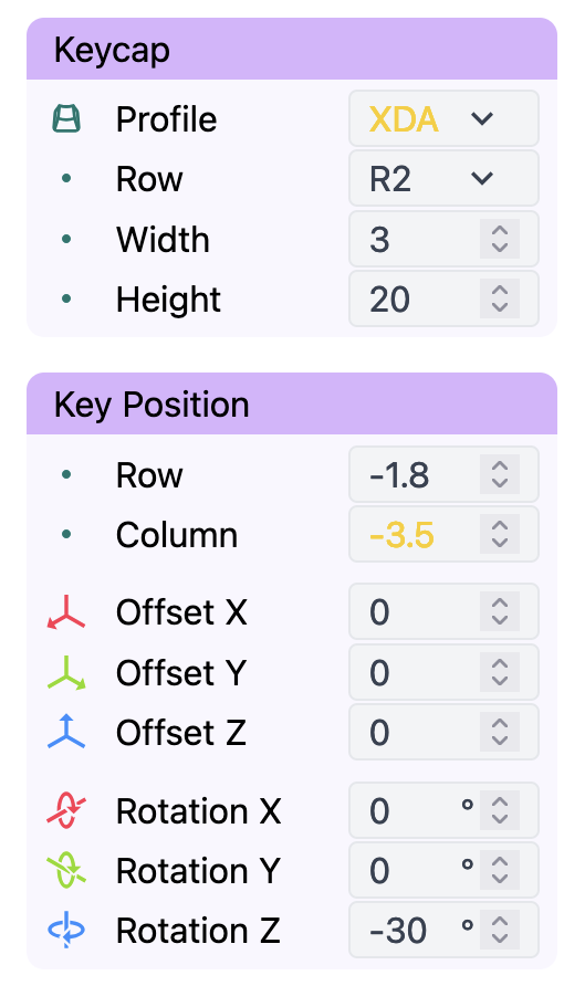 Shaper Key Configuration